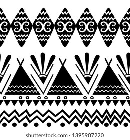 Seamless ethnic and tribal pattern. Handmade. hand drawn stripes. Black-and-white print for your textiles.