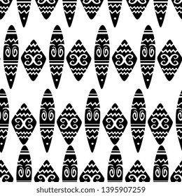 Seamless ethnic and tribal pattern. Handmade. hand drawn stripes. Black-and-white print for your textiles.