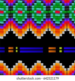 Seamless ethnic tribal pattern in Mexican and Peruvian colors, imitating yarn and woven fabric
