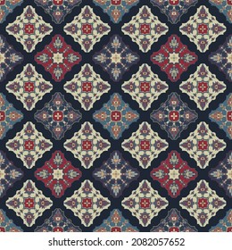 Seamless ethnic tribal pattern motif for textile. Vector turkey carpet design art