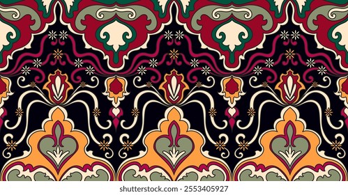 Seamless ethnic tribal pattern of vintage flowers for fabric, wallpaper.