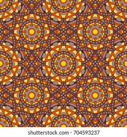 Seamless ethnic vector background with floral and geometric ornament. Luxury mosaic pattern executed in Portuguese or Moroccan style