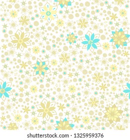 Seamless ethnic vector floral pattern with colorful stylized flowers and star anise