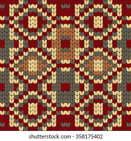 Seamless ethnic vector knitted pattern