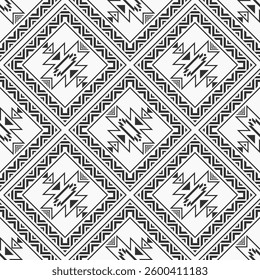 Seamless ethnic vector pattern. Aztec abstract geometric pattern. For wallpaper, cloth design, fabric, paper, cover, textile, wrapping. Geometric ornament. Black and white seamless background.