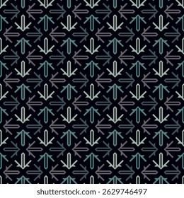 Seamless ethnic vector. Tribal wallpaper. Arrows ornament. Folk pattern. Geeometric backdrop. Mosaics motif. Grid background. Digital paper. Textile print. Ethnical web design. Abstract image