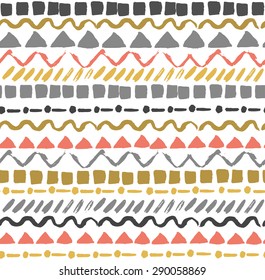 Seamless ethnic white pattern. Hand drawing. Vector illustration
