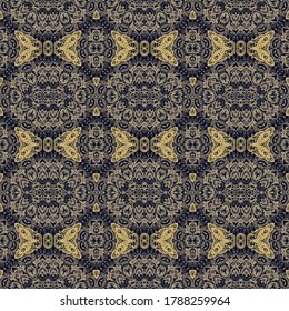 Seamless  ethnic   woven  golden  pattern on dark background