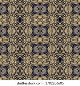 Seamless  ethnic   woven  golden  pattern on dark background