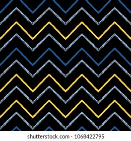 Seamless ethnic zigzag chevron pattern. Hand drawn colorful geometric background. Striped tribal motifs. Vector illustration