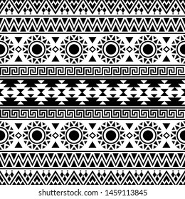 Seamless Etnic Pattern black white color. BW Tribal Aztec Pattern 