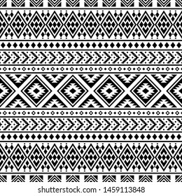 Seamless Etnic Pattern in black and white color. BW Tribal Aztec Pattern 