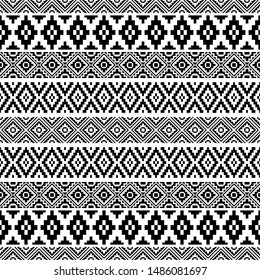 Seamless Etnic Pattern in black and white color. BW Tribal Aztec Pattern 