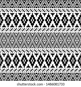 Seamless Etnic Pattern in black and white color. BW Tribal Aztec Pattern 