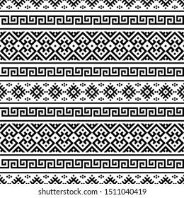 Seamless Etnic Pattern in black and white color. BW Tribal Aztec Pattern