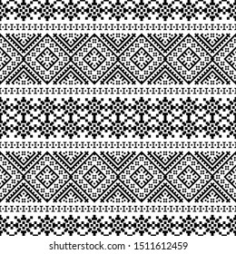 Seamless Etnic Pattern in black and white color. BW Tribal Aztec Pattern
