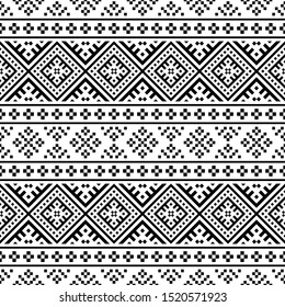 Seamless Etnic Pattern in black and white color. BW Tribal Aztec Pattern 