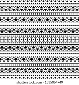 Seamless Etnic Pattern in black and white color. BW Tribal Aztec Pattern