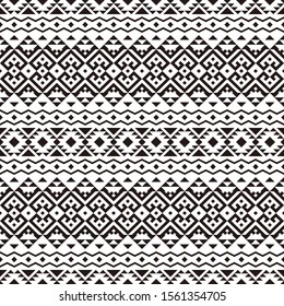 Seamless Etnic Pattern in black and white color. BW Tribal Aztec Pattern