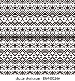 Seamless Etnic Pattern in black and white color. BW Tribal Aztec Pattern