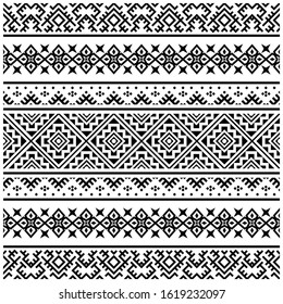 Seamless Etnic Pattern in black and white color. BW Tribal Aztec Pattern