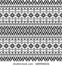 Seamless Etnic Pattern in black and white color. BW Aztec Tribal Aztec Pattern