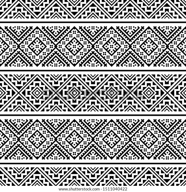 Seamless Etnic Pattern Black White Color Stock Vector (Royalty Free ...