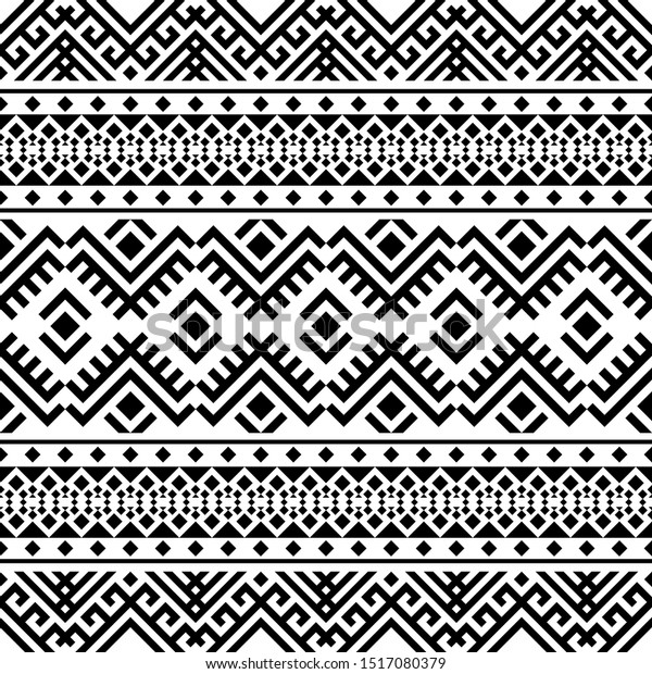 Seamless Etnic Pattern Black White Color Stock Vector (Royalty Free ...