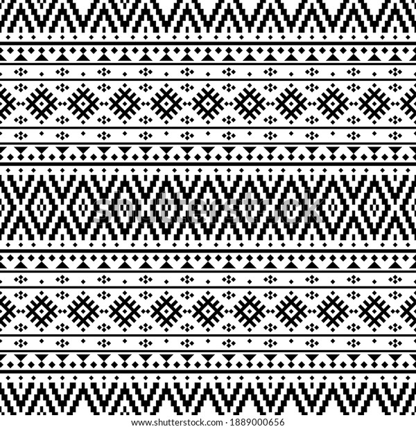 Seamless Etnic Pattern Black White Color Stock Vector (royalty Free 