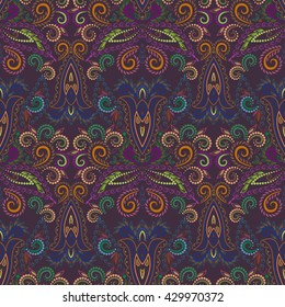 Seamless etno bright multicolor pattern, boho style-vector background.