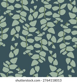 Seamless Eucalyptus Leaves Botanical hand drawn Pattern