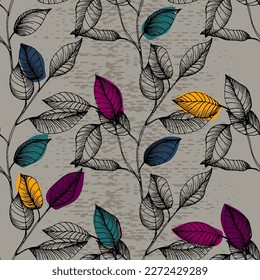 Seamless Eucalyptus leaves. Floral botanical flower. Vector hand drawing wildflower for background, texture, wrapper pattern, frame or border.