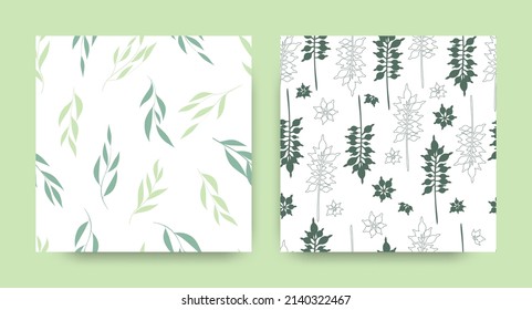 Seamless Eucalyptus Pattern. Nature Leaves Texture. Herbal Dress Design. Floral Pattern. Vector Fern Leafs. Vintage Flower Print. Cute Botanical Border. Exotic Eucalyptus Pattern.