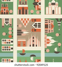 seamless european city in vector