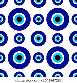 Seamless Evil Eye Pattern. Mystical Protective Symbol Background. Vector Illustration