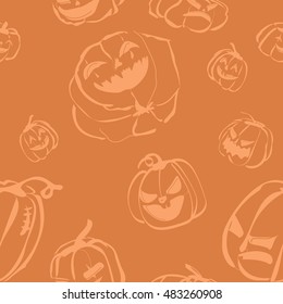 seamless evil pumpkin background. Halloween pattern. Vector
