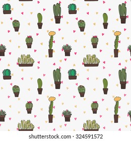 Seamless exotic background texture with cacti. Can be used for wallpaper, web, design, textile and other