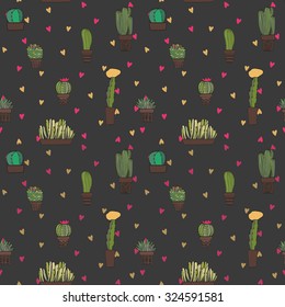 Seamless exotic background texture with cacti. Can be used for wallpaper,wrapper, web, design, textile and other