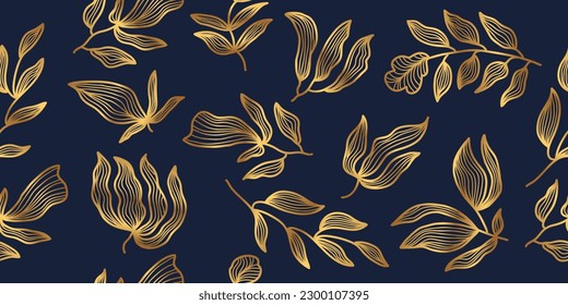 Seamless Exotic Floral Pattern in Luxurious Gold Gradient. Flower Motif. Suitable for Wallpaper, Wrapping Paper, Background, Fabric, Textile, Apparel, and Card Design