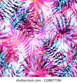 Seamless exotic pattern with abstract tropical plants. Vector modern design for paper, wallpaper, fabric, cover.