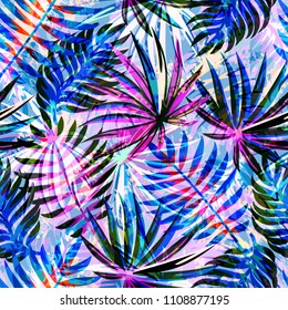 Seamless exotic pattern with abstract tropical plants. Vector modern design for paper, wallpaper, fabric, cover.