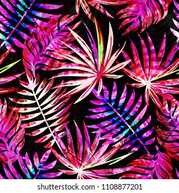 Seamless exotic pattern with abstract tropical plants. Vector modern design for paper, wallpaper, fabric, cover.