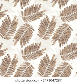 Seamless exotic pattern with Bitter Albizia leaves pattern background with shadow leafs.