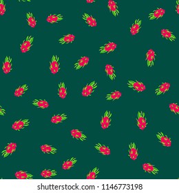 Seamless exotic pattern of bright and juicy dragon fruit for colorful fabrics