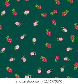 Seamless exotic pattern of bright and juicy dragon fruit for colorful fabrics