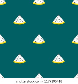 Seamless exotic pattern of bright and juicy pitahaya on colored background