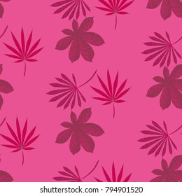 Seamless Exotic Pattern With Leaves of Palm Trees in Black and White. Hand Drawn Tropic Texture In Zentangle Style. Ornate Seamless Background for Print, Interior, Wallpaper, Swimwear. Vector.