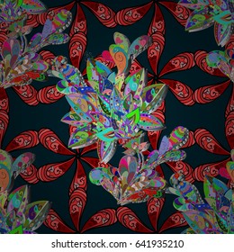 Seamless exotic pattern with many blue tropical flowers. Blooming jungle. Motley vector illustration.