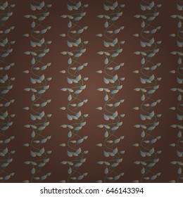 Seamless exotic pattern with many blue tropical leaves. Blooming jungle. Motley vector illustration.