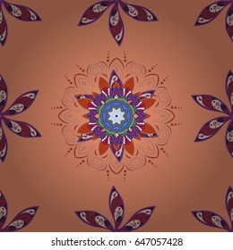 Seamless exotic pattern with many blue tropical flowers. Blooming jungle. Motley vector illustration.